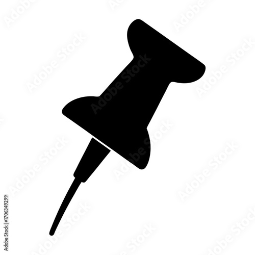 Black pushpin with sharp point in vector format on white background