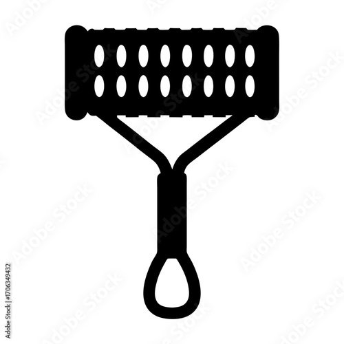 Black silhouette of a pasta making tool with a handle and rollers