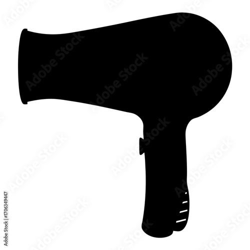 Silhouette of a hair dryer with a handle and power button