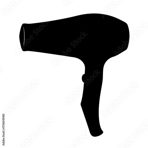 Stylized Black Silhouette Illustration of a Modern Hair Dryer Appliance for Grooming