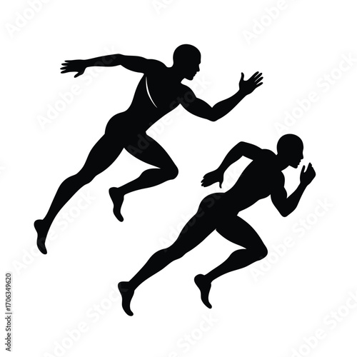 Sprinting Athlete Silhouette, Speed Runner Shadow, Dynamic Sprint Pose, Fast Motion Silhouette, Running Figure Art