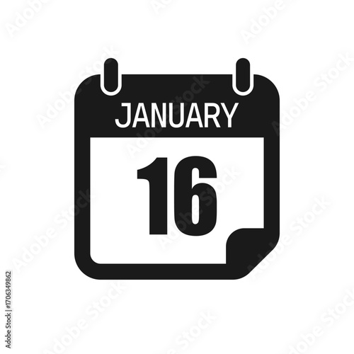 Vector icon page day calendar - 16 January month