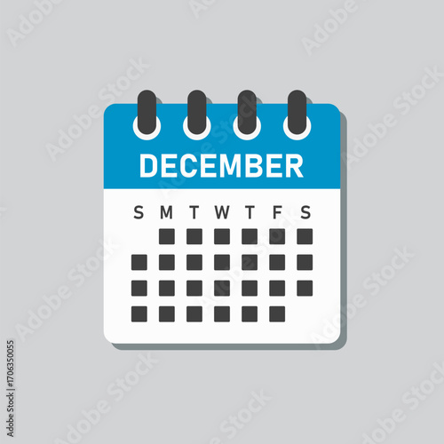 Vector template icon page calendar, month December