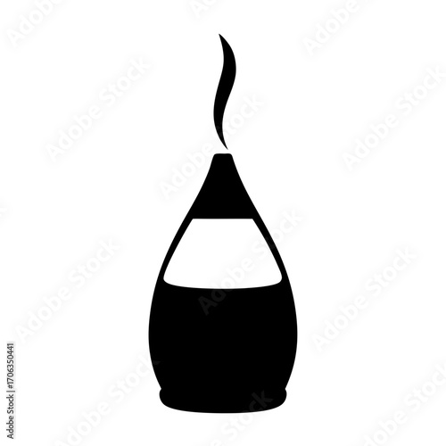 Elegant Black and White Aroma Diffuser with Rising Smoke Illustration