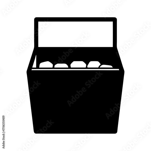 A classic open chest filled with valuables, treasures, and a white background