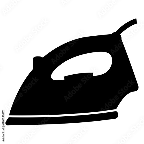 Stylized Black and White Illustration of a Clothes Iron for ironing garments