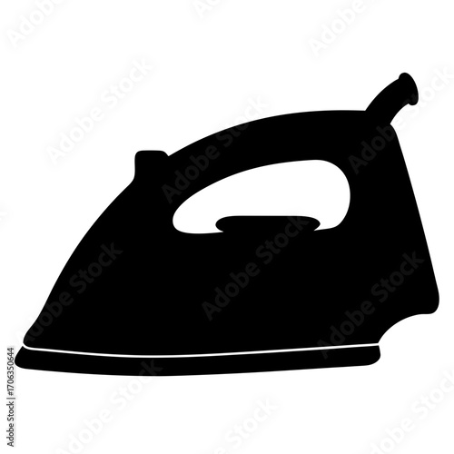 Stylized black silhouette of a household electric iron for pressing clothes