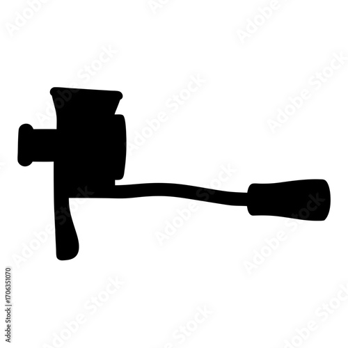 Silhouette of a vintage manual meat grinder, ready for food preparation