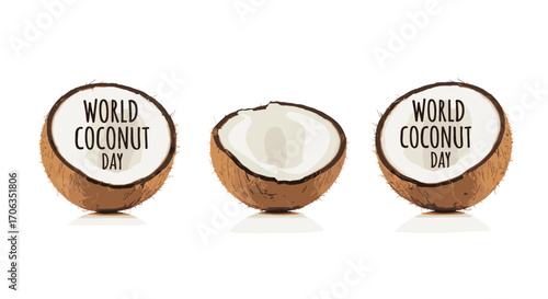 Celebrate World Coconut Day with vibrant fresh coconuts perfect for tropical themes and healthy lifestyle promotions, Generative AI.