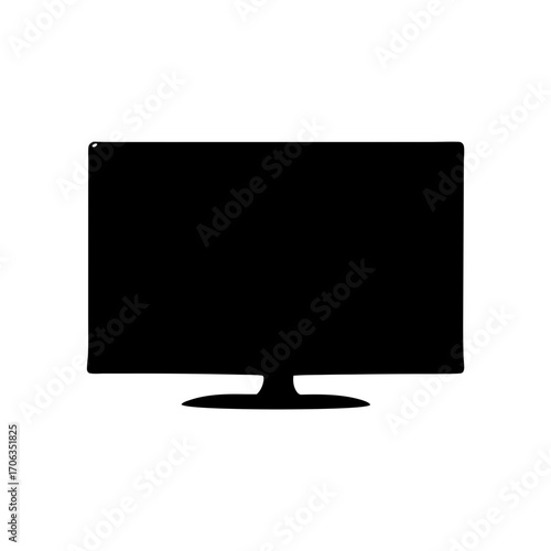 Black silhouette of a computer monitor display on a white background