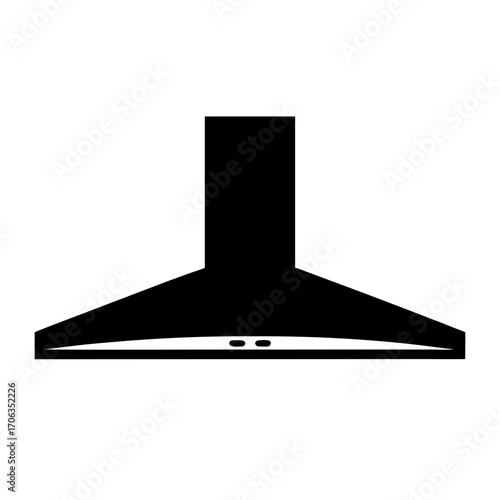 Sleek kitchen range hood illustration in black and white perfect for design