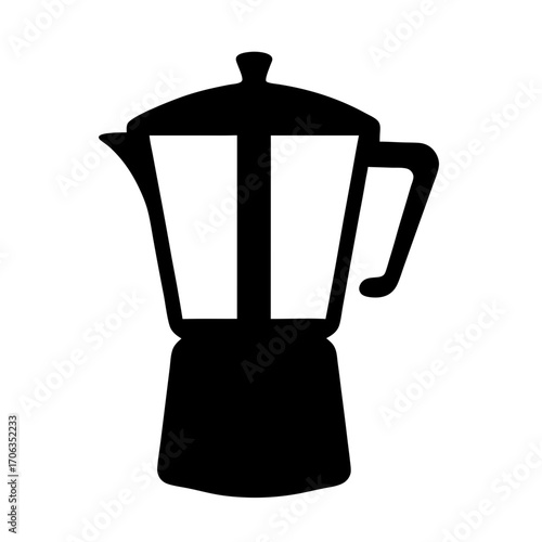 Elegant Black and White Vector Illustration of a Moka Pot Coffee Maker