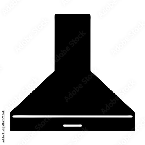 Illustration of a modern kitchen range hood in simple black silhouette