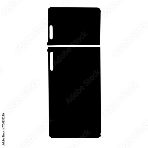 Simple refrigerator outline, representing household appliances and refrigeration in a minimalist style