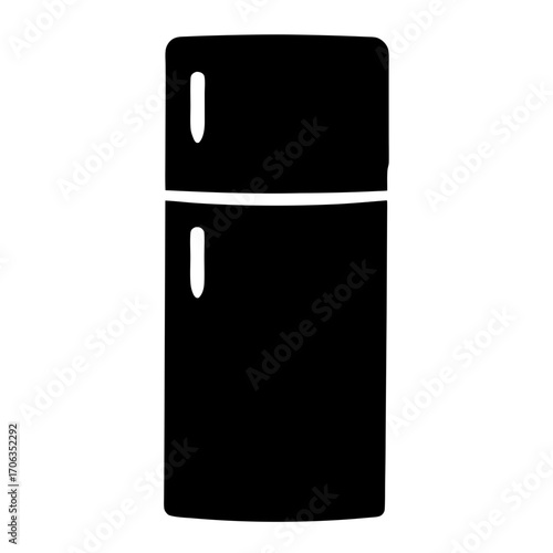 Simple black and white illustration of a two door refrigerator appliance