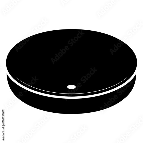 Abstract depiction of a celestial body with crescent and central dot