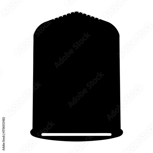 Black silhouette of a bird cage with rounded top and bottom