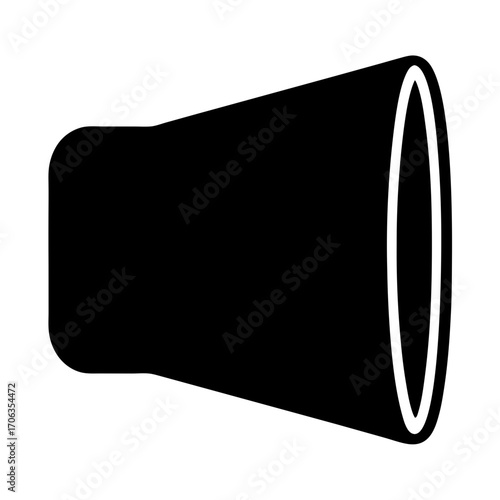 Black silhouette illustration of a megaphone with a white edge around it