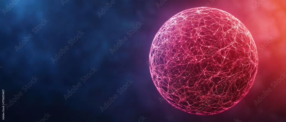 Naklejka premium A glowing, abstract sphere with interconnected lines, set against a gradient background, suggesting a theme of technology or digital connectivity.