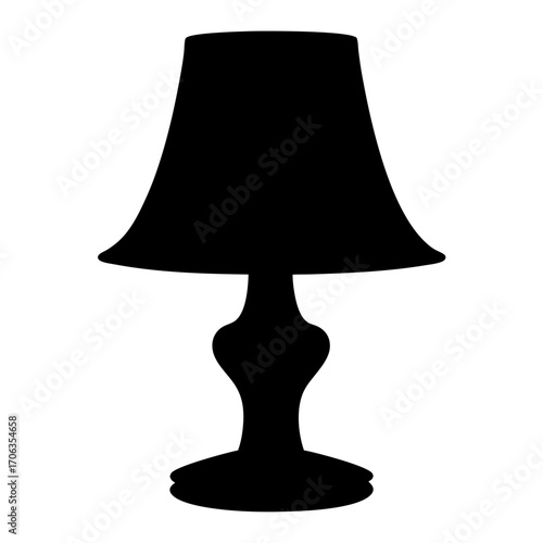 Elegant Lamp Silhouette with a Decorative Stand and Conical Shade Design