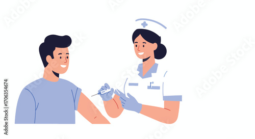 Nurse giving injection to a man