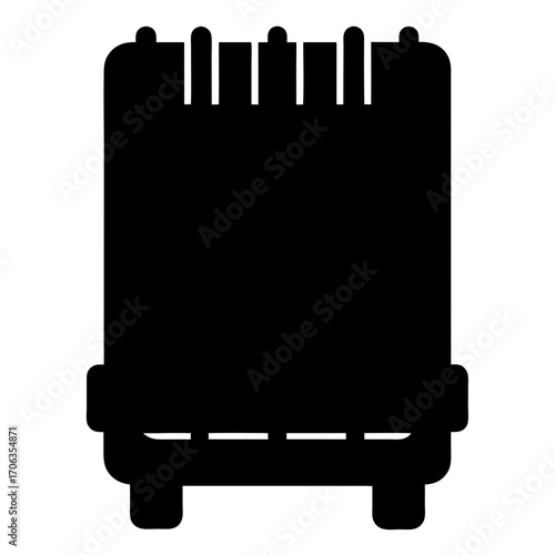 Solid black silhouette of a radiator unit for home heating illustration
