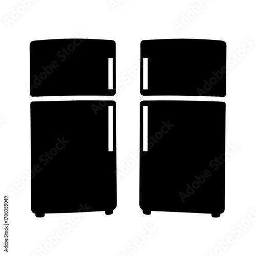Two Retro Refrigerators or Freezers Standing Side by Side in Simple Black