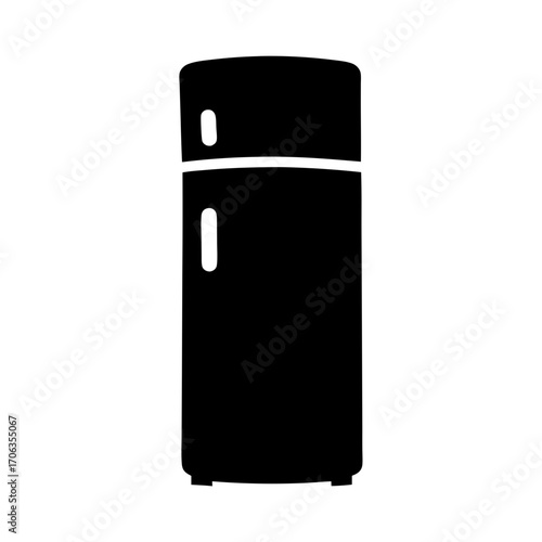 Stylized monochrome refrigerator with freezer on top and rounded shapes design