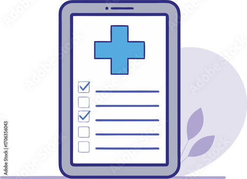 Medical tablet isolated on white background for health checkup and online consultation with diagnosis