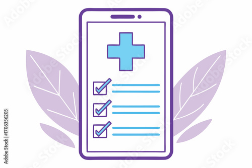 Medical smartphone isolated on white background for health checkup and online consultation with report