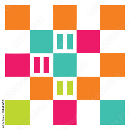 Colorful abstract square pattern design vibrant hues modern art colorful