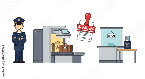 Secure your journey with efficient airport security checks baggage screening and passport control for smooth international travel experiences, Generative AI.