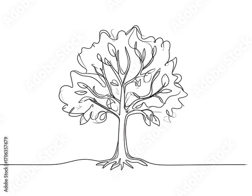 Single line drawing of a tree