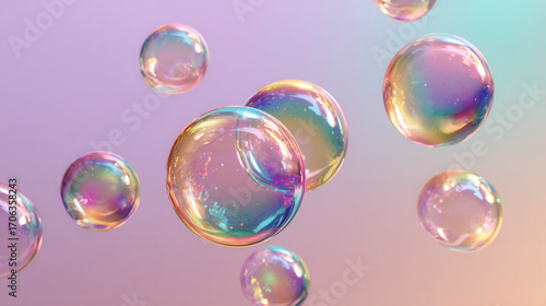 Wallpaper Mural Colorful soap bubbles float against a pastel backdrop creating a mesmerizing visual display in a calm setting Torontodigital.ca