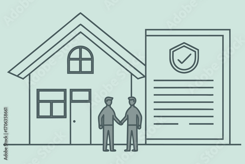 Home insurance agreement between two people, ensuring protection and peace of mind isolated on white background