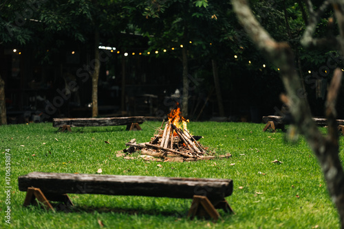 Campfire area surrounded by...