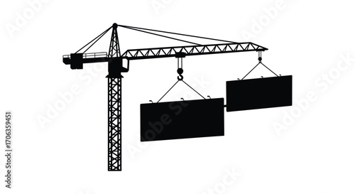 construction crane lifts heavy black panels efficiently