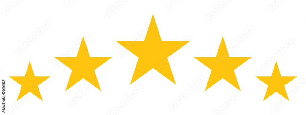 Obraz premium Five stars customer feedback concept flat icon for apps and websites. Stars quality shape design.