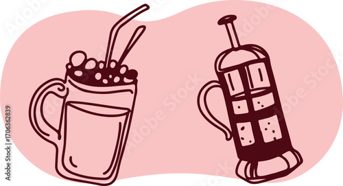 Icons Coffee Cappuccino Line art	
