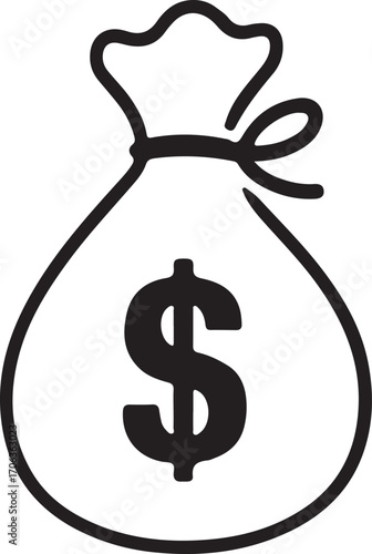 dollar bag outline icon set,bag dollar set,shopping bag dollar icon, dollar sign, outline bag dollar vector