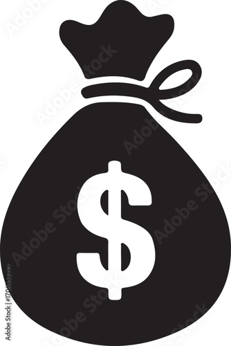 dollar bag icon set, black bag dollar set,shopping bag dollar icon, dollar sign, black bag dollar vector