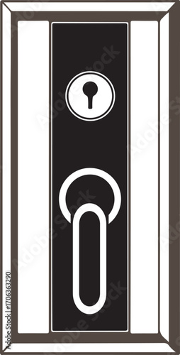 Door Handle with Lock Color Vector Design