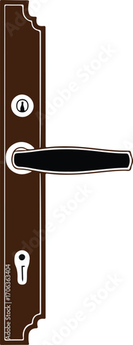 Door Handle with Lock Color Vector Design
