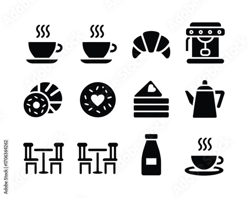 Coffee Shop Icons A Collection of Cafe and Bakery Symbols