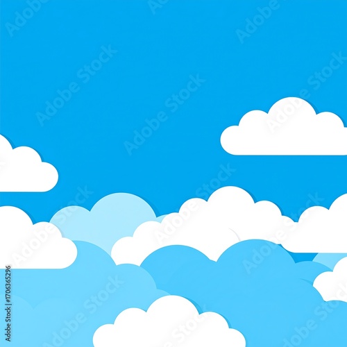 Simple, stylized clouds in a blue sky