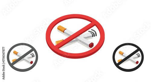 3d no smoking sign with cigarette symbol