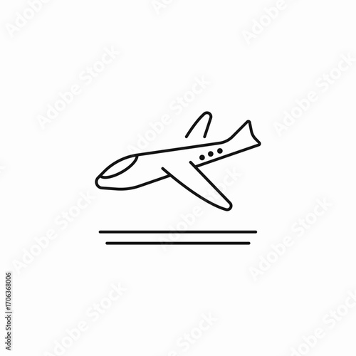 airplane taking off horizontally icon sign vector