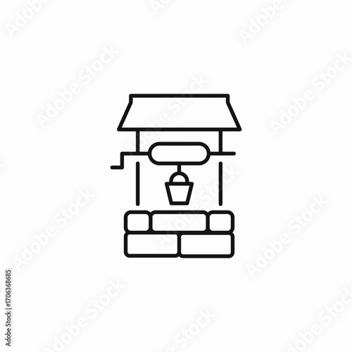draw well bucket icon sign vector