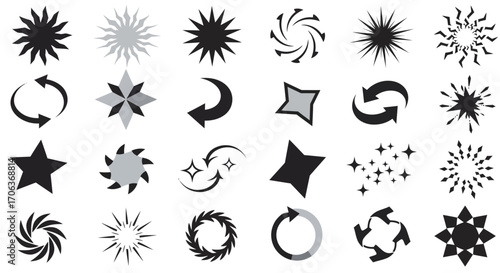 Geometric abstract icon set with circular and angular designs