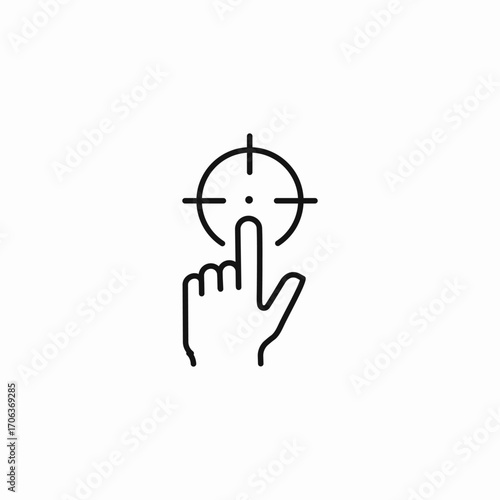 hand touching target icon sign vector